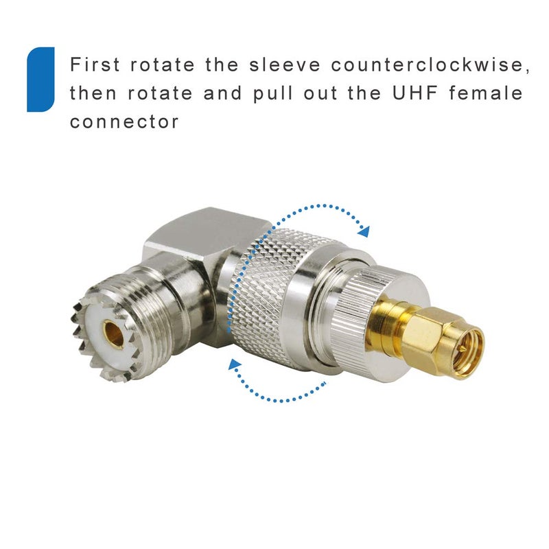 eifagur UHF Male PL-259 to UHF Female SO-239 L Shape Right Angle 90 Degree RF Coax Coaxial Adapter Connectorï¼ˆPack of 4ï¼‰ - Image 5